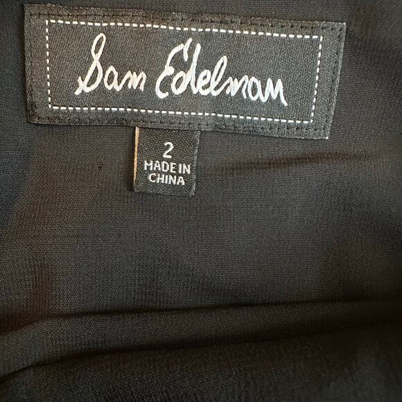 Sam Edelman Black Accordion Pleated, High Lo, Lined, Belted, Midi Dress- 2 - Picture 4 of 12